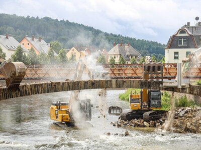 Die Zschopaubrücke wurde im August 2021 abgerissen und wich einem Ersatzneubau. Foto: Stadtverwaltung Flöha/ Erik Frank Hoffmann/ Archiv