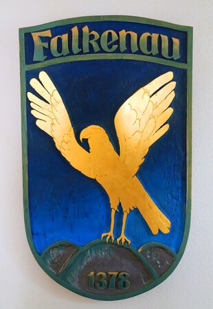 Darstellung des Ortswappens von Falkenau.
