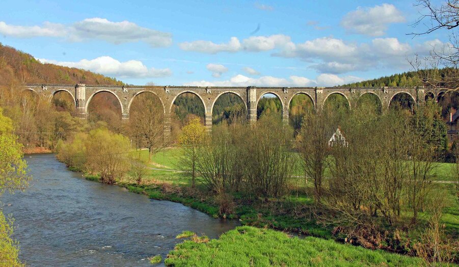 Der Hetzdorfer Viadukt, einer der bedeutendsten Kunstbauten der ersten Jahrzehnte der deutschen Eisenbahngeschichte.