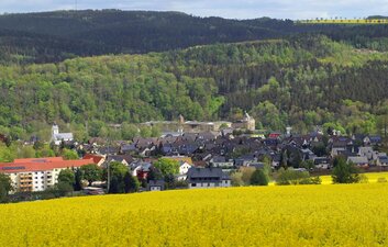 Gesamtansicht des Dorfes Falkenau